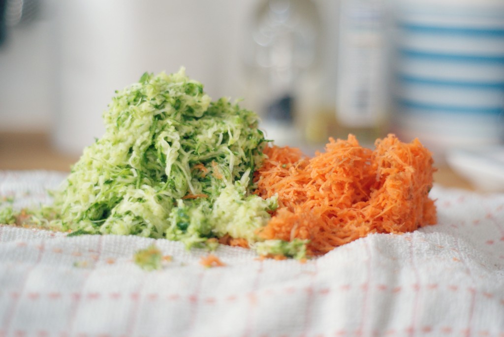 Grated courgette and carrot